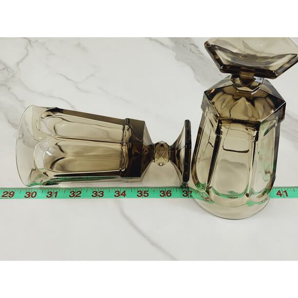 Fostoria Goblet Virginia Smokey Brown 10oz Ice Tea Water Glass Tall 7" Footed x2 - Picture 12 of 12